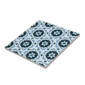 Vibrant Blue en White Mosaic Geometric Pattern Tegeltje (Zijkant)
