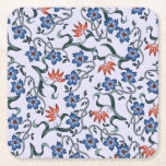 Vibrant Blue Floral Patterns with Green Vines Kartonnen Onderzetters<br><div class="desc">Floral pattern with vibrant blue flowers and orange accents intertwined with green vines on a light background,  creating a lively and elegant design.</div>
