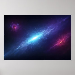 Vibrant Blue Galaxy Supernova Outer Space Poster