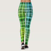 Vibrant Blue Green Plaid Gradient Pattern Leggings (Achterkant)