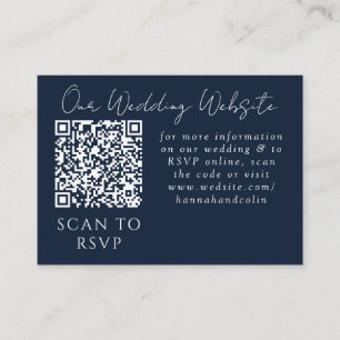 Vibrant Blue Oranje Red Botanical Web QR RSVP Informatiekaartje