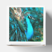 Vibrant Blue Peacococo in met gepante staart Bedankdoosjes (Bovenkant)