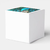 Vibrant Blue Peacococo in met gepante staart Bedankdoosjes (Achterkant)