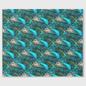 Vibrant Blue Peacococo in met gepante staart Cadeaupapier (Vlak)