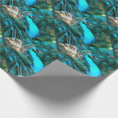 Vibrant Blue Peacococo in met gepante staart Cadeaupapier (Hoek)