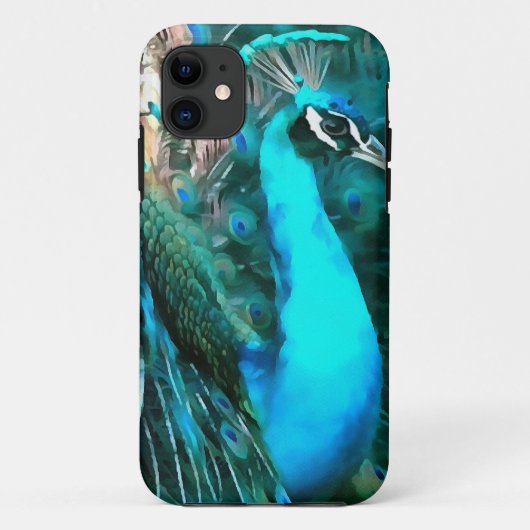 Vibrant Blue Peacococo in met gepante staart Case-Mate iPhone Case (Achterkant)