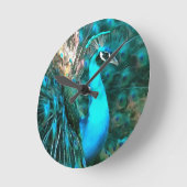 Vibrant Blue Peacococo in met gepante staart Ronde Klok (Hoek)