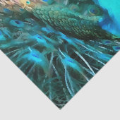 Vibrant Blue Peacococo in met gepante staart Tissuepapier (Detail)