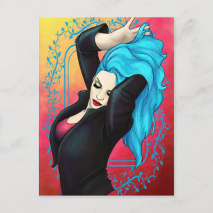 Vibrant Blue Pinup Briefkaart