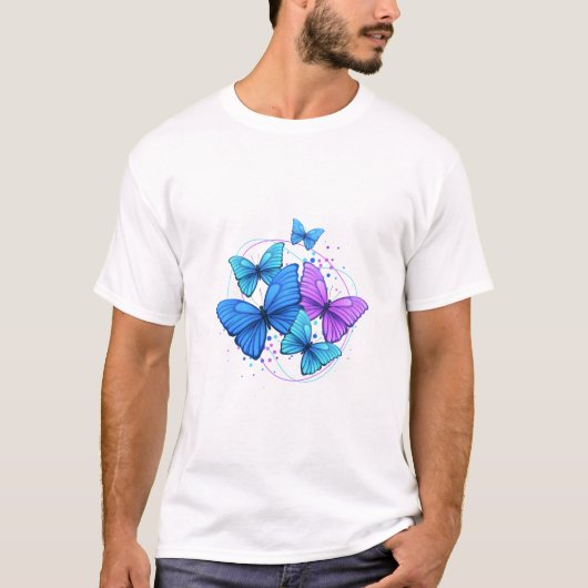 Vibrant Blue & Purple Butterfly Artwork – Aestheti T-shirt (Voorkant)