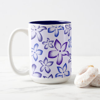 Vibrant Blue Purple Gradient Flower Tweekleurige Koffiemok