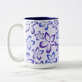Vibrant Blue Purple Gradient Flower Tweekleurige Koffiemok (Links)