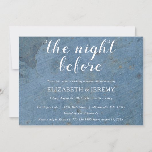 Vibrant Blue Textured Rehearsal Dinner Invitation Kaart (Voorkant)