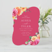 Vibrant Blush Floral Watercolor Wedding Kaart (Staand voorkant)