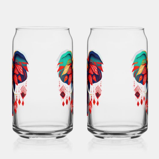 Vibrant Boho Chic Elephant Blikvorm Glas (Links)