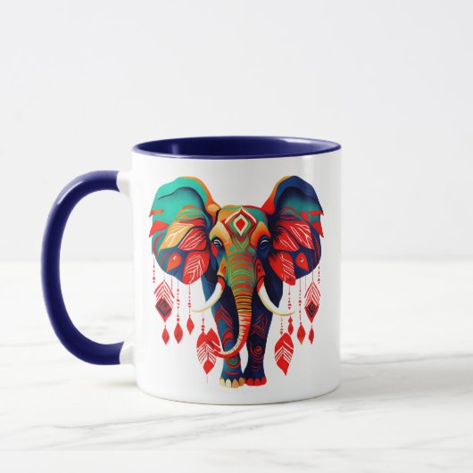 Vibrant Boho Chic Elephant Mok (Links)