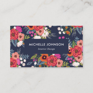 Vibrant Boho Floral Pattern Visitekaartje