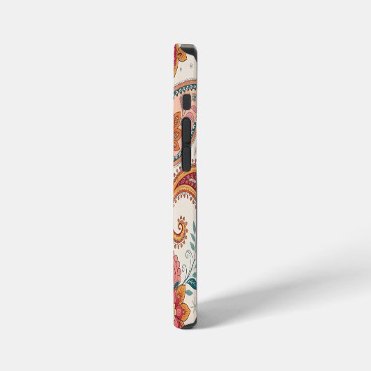 Vibrant Boho Paisley white Floral Pattern iPhone Hoesje (Linkerkant)