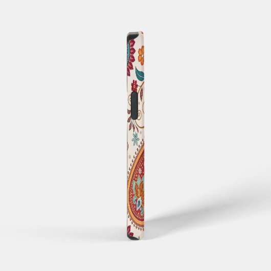 Vibrant Boho Paisley white Floral Pattern iPhone Hoesje (Rechterkant)
