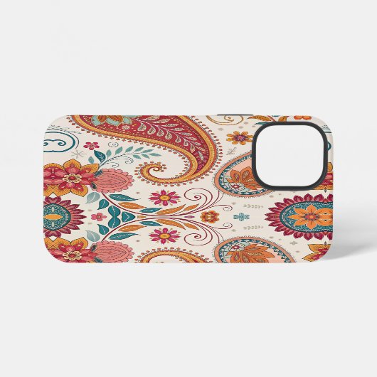 Vibrant Boho Paisley white Floral Pattern  iPhone Hoesje (Achterkant horizontaal)