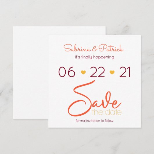 Vibrant BOHO Tuscany Burgundy Coral Save the Date Kaart (Voorkant / Achterkant)
