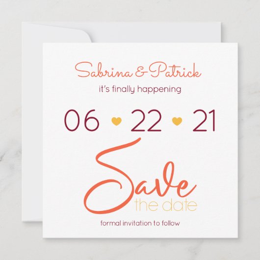 Vibrant BOHO Tuscany Burgundy Coral Save the Date Kaart (Voorkant)