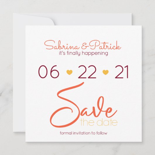Vibrant BOHO Tuscany Burgundy Coral Save the Date Kaart (Voorkant)
