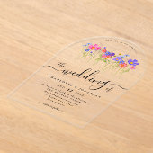 Vibrant Bold Colorful Boho Wildflower Wedding Acryl Uitnodigingen (Laagn)