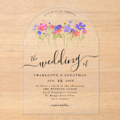 Vibrant Bold Colorful Boho Wildflower Wedding Acryl Uitnodigingen (Voorkant)