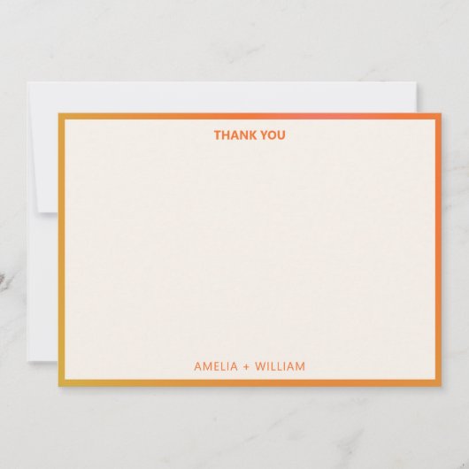 Vibrant Bold Orange Pink Gradient Custom Wedding Bedankkaart (Voorkant)