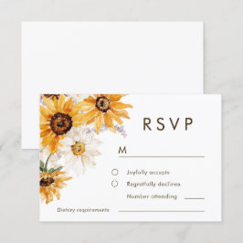 Vibrant Bold Sunshine Floral Wedding RSVP Kaartje