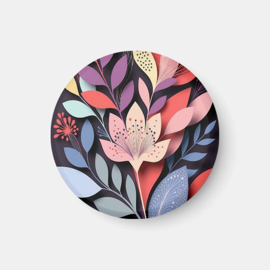 Vibrant Botanical Paper-Cut Bloom Magneet (Voorkant)