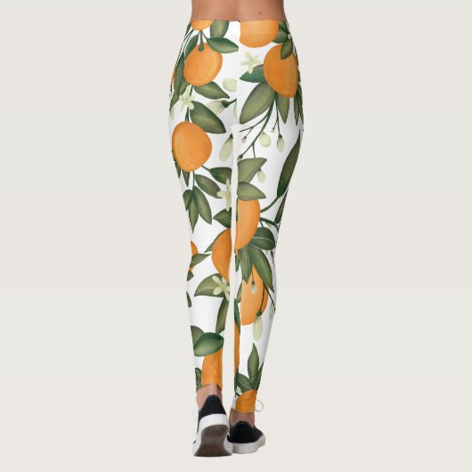 Vibrant botanisch Sinaasappel Citrus Summer Clemen Leggings (Achterkant)