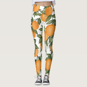 Vibrant botanisch Sinaasappel Citrus Summer Clemen Leggings