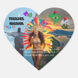 Vibrant Brazilian Carnival Design Travel Agency Hart Sticker
