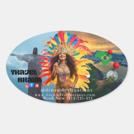 Vibrant Brazilian Carnival Design Travel Agency Ovale Sticker