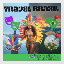 Vibrant Brazilian Carnival Design Travel Agency Raamsticker