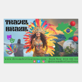 Vibrant Brazilian Carnival Design Travel Agency Rechthoekige Sticker