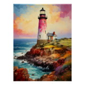 Vibrant Breton Coast Lighthouse - Impressionistic  Perfect Poster (Voorkant)