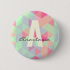 Vibrant Bright Color Monogram and Name Ronde Button 5,7 Cm