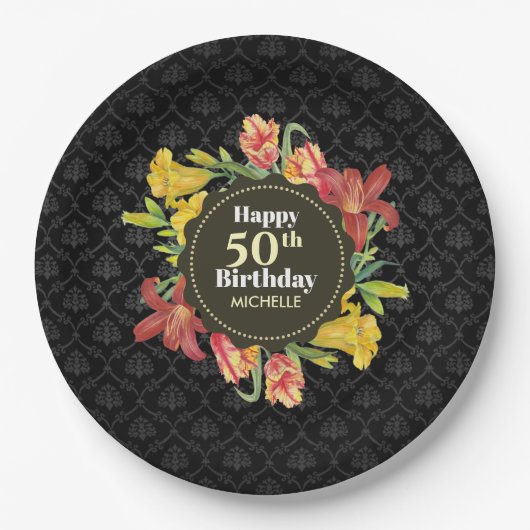 Vibrant Bright Spring Flowers Wreatday Papieren Bordje (Voorkant)