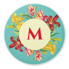 Vibrant Bright Spring Flowers Wreated Illustration Keramische Knop