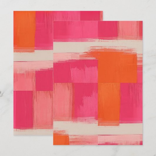 Vibrant Brushstroke Geometric Pattern – Pink & Ora Kaart (Voorkant / Achterkant)