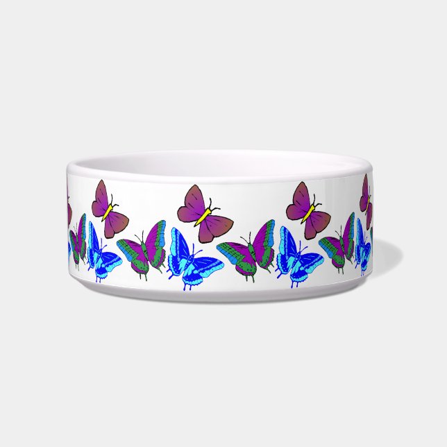Vibrant Butterflies Dog Bowl Voerbakje (Voorkant)