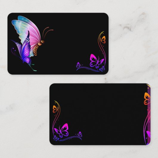 Vibrant Butterflies en Border Butterfly w/Ribbon Visitekaartje (Voorkant / Achterkant)
