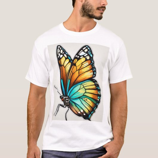 Vibrant Butterfly Art T-shirt – Omarm de kleur van (Voorkant)