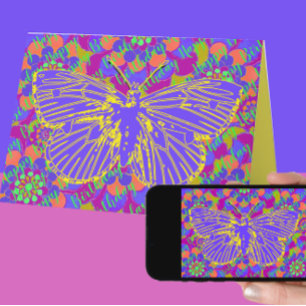 Vibrant Butterfly en Mod  Flowers Birthday Kaart