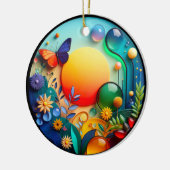 Vibrant Butterfly Fantasy Garden Keramisch Ornament (Links)