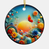 Vibrant Butterfly Fantasy Garden Keramisch Ornament (Voorkant)