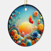 Vibrant Butterfly Fantasy Garden Keramisch Ornament (Links)